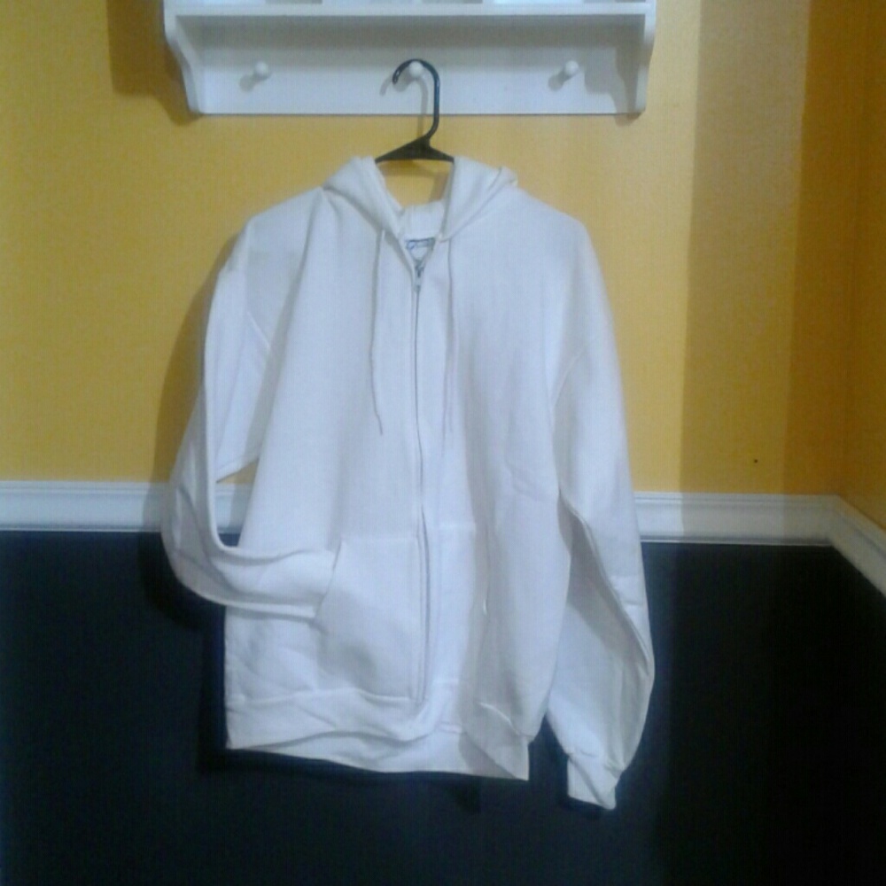 Port and Company White full zip hoodie